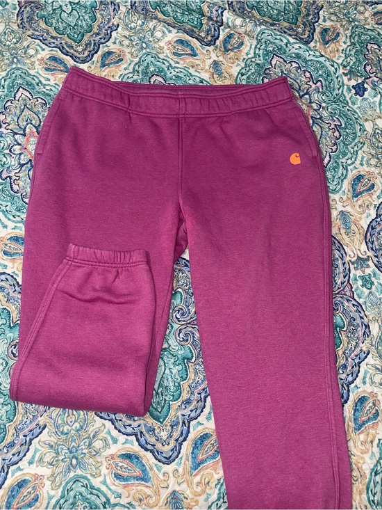 Carhartt Pants - Carhartt Plum Sweatpants with Orange Logo